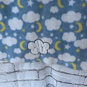 Preowned Baby Gear Fleece Blanket Clouds Star Moon Soft Fluffy Embroidered 30x40